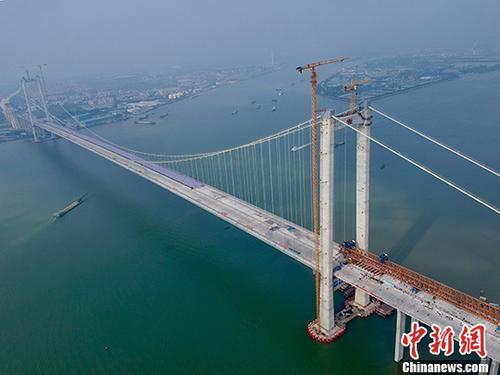 資料圖：建設中的虎門二橋。<a target='_blank' ><p  align=