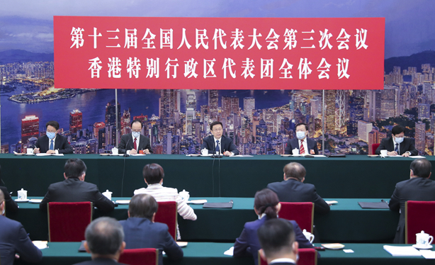 韓正參加全國(guó)人大香港代表團(tuán)審議